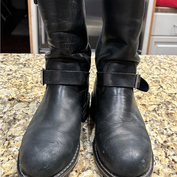 Mason Sz. 8 Men’s Black Leather Buckle Motorcycle Boots